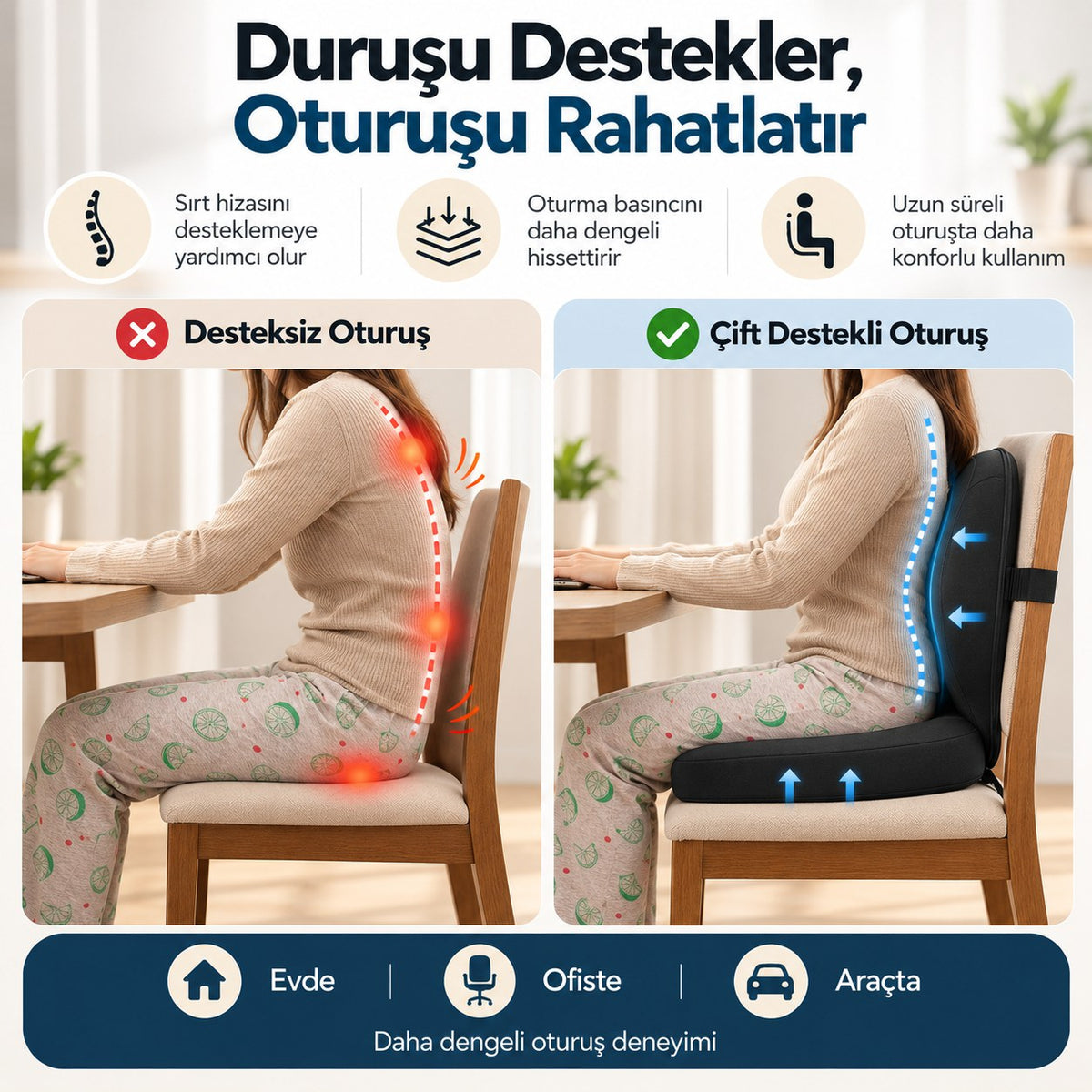 Ergova Tek Parça Ergonomik Oturma Desteği