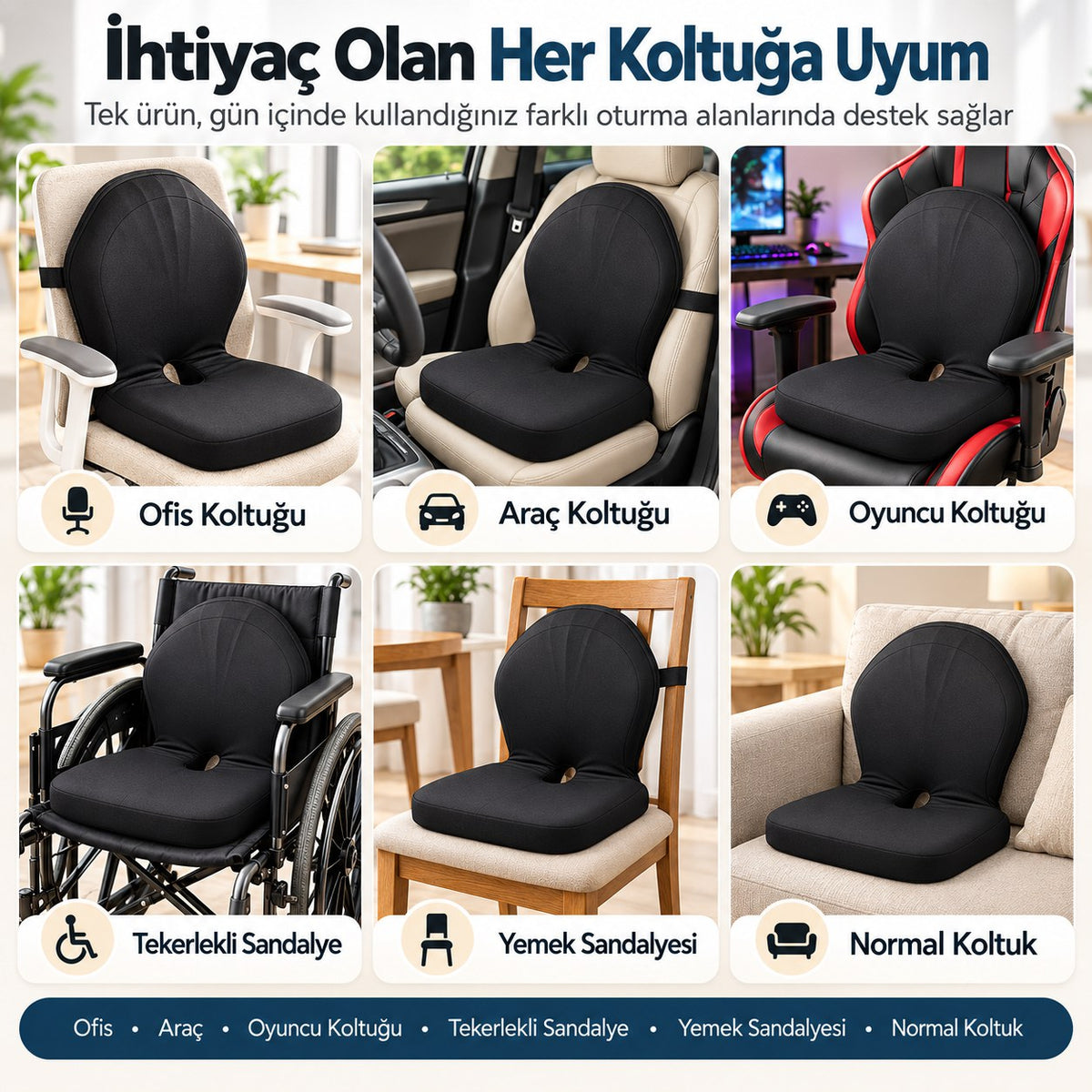 Ergova Tek Parça Ergonomik Oturma Desteği