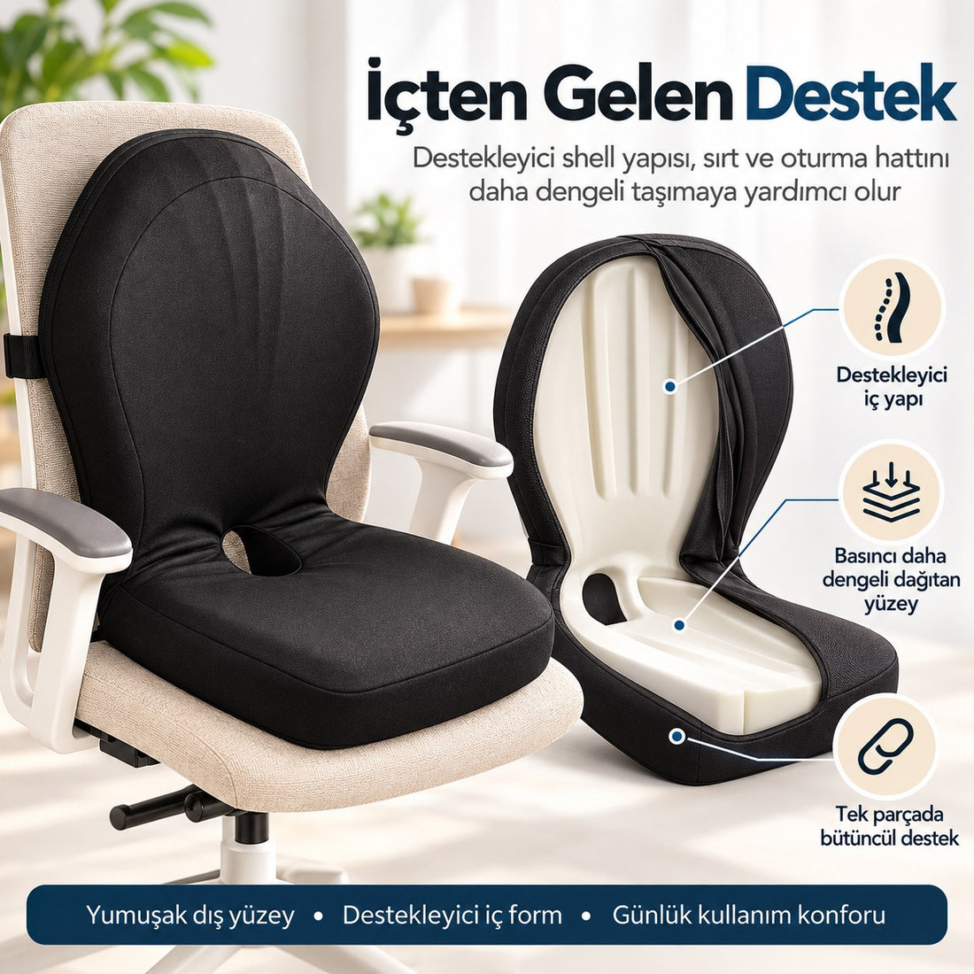 Yumuşak kılıfın altında destekleyici bir form